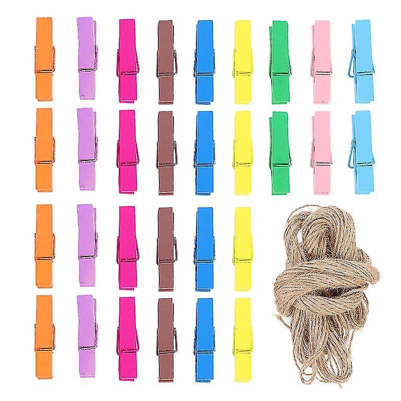 4X1cm Colorful Paper Clips & Clamps 1 Set Mini Photo Clips Home Clothespins Picture Clips Tiny Clot