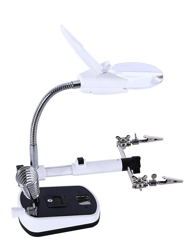 5X 11x Soldering Desktop Magnifying Glass With Auxiliary Clamp Led Lighting Helping Hands Magnifier Station Watch Repairing