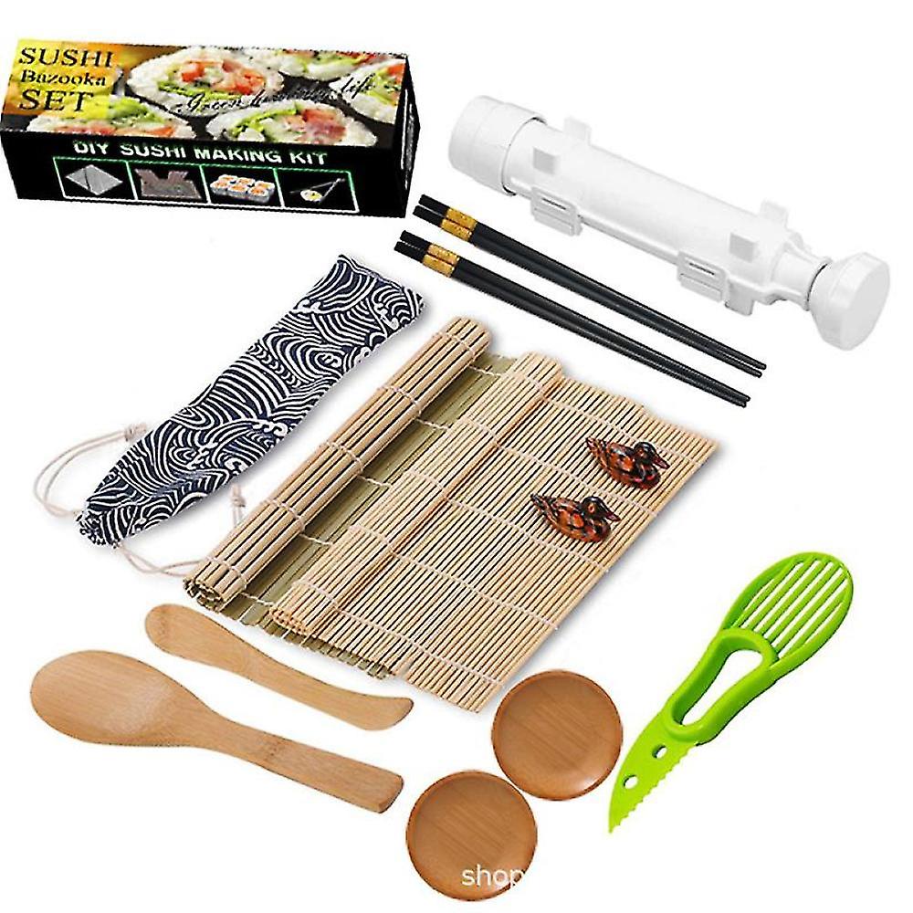 Sushi Making Kit, 13 In 1 Sushi Bazooka Roller Kit With Bamboo Mat, Bazooka Roller