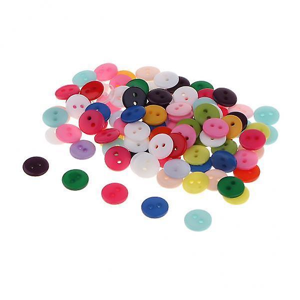 2x100 Candy Color 2 Holes Round Resin Button For Sewing Craft Scrapbook 1cm