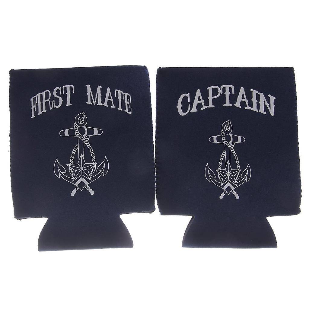 2pcs CAPTAIN FIRST MATE Beer Tin Can Cooler Sleeve Holder