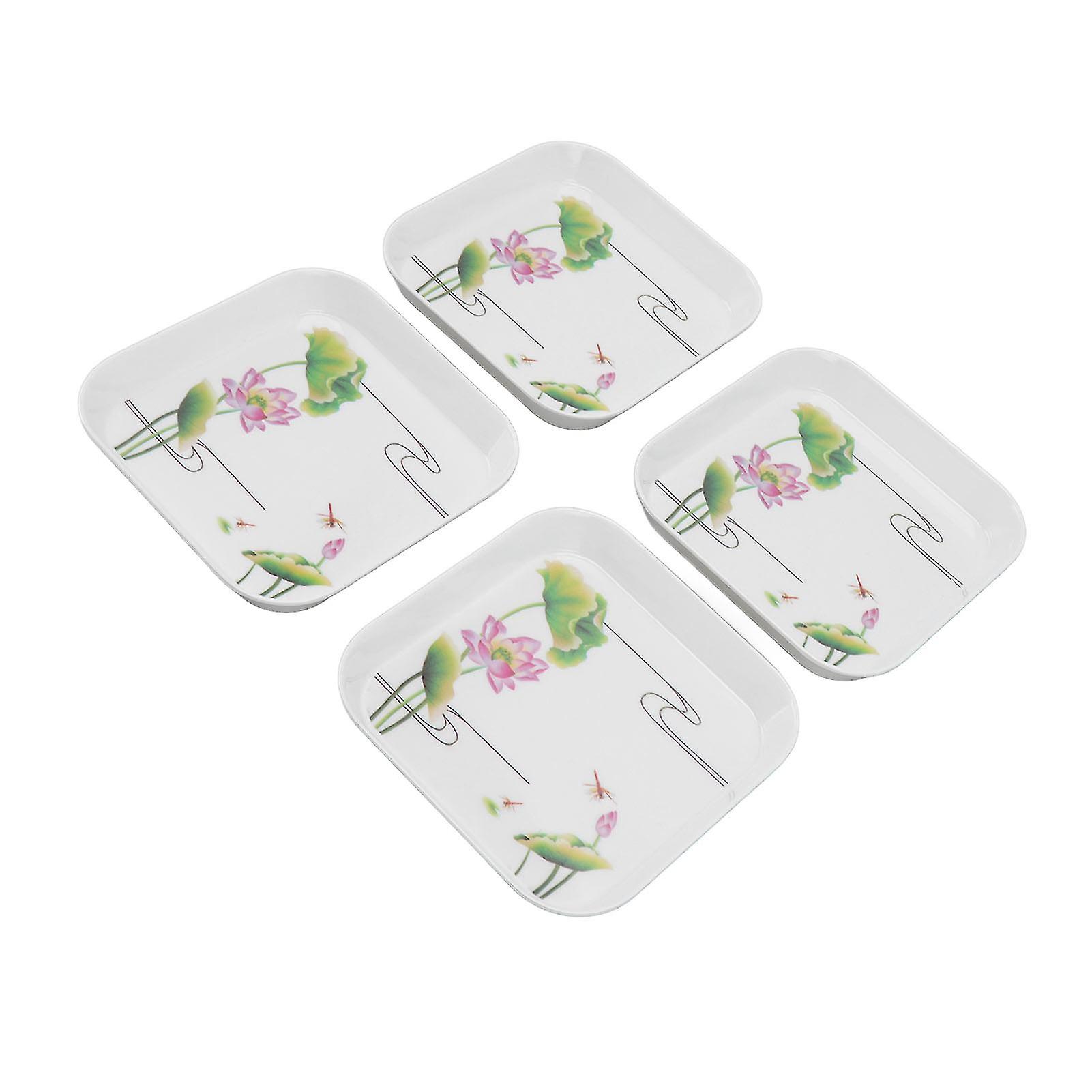 4pcs 15x15cm Melamine Fruit Snack Plates, Multifunctional Trays