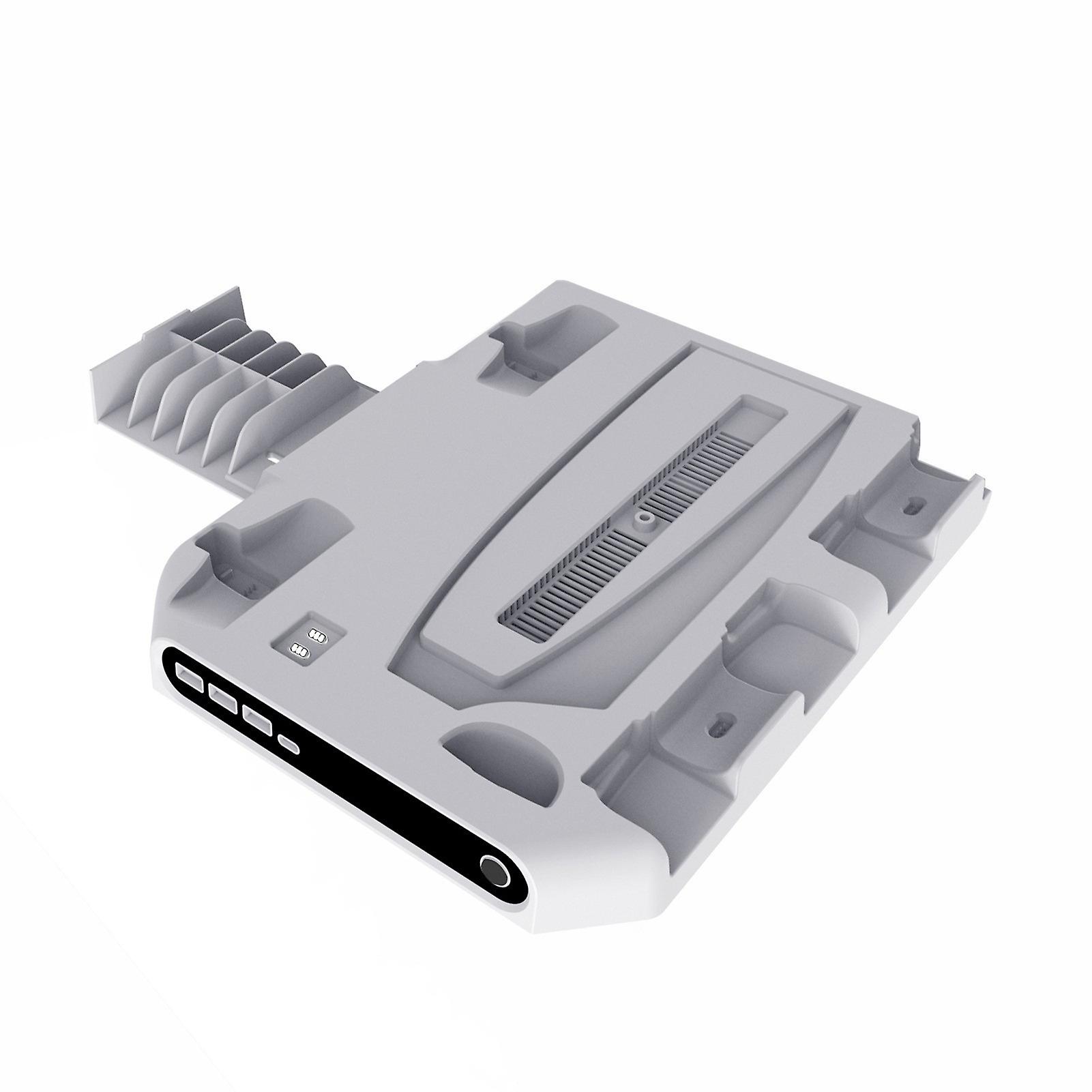 Console Charging Base Disc Storage Rack 4 Base Multifunctional Game Console Rapid Cooling Stand with Headset Hook for PS VR2/PS5
