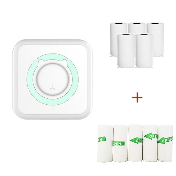 Mini Imprimante Vert + 5 Autocollants + 5 Papier