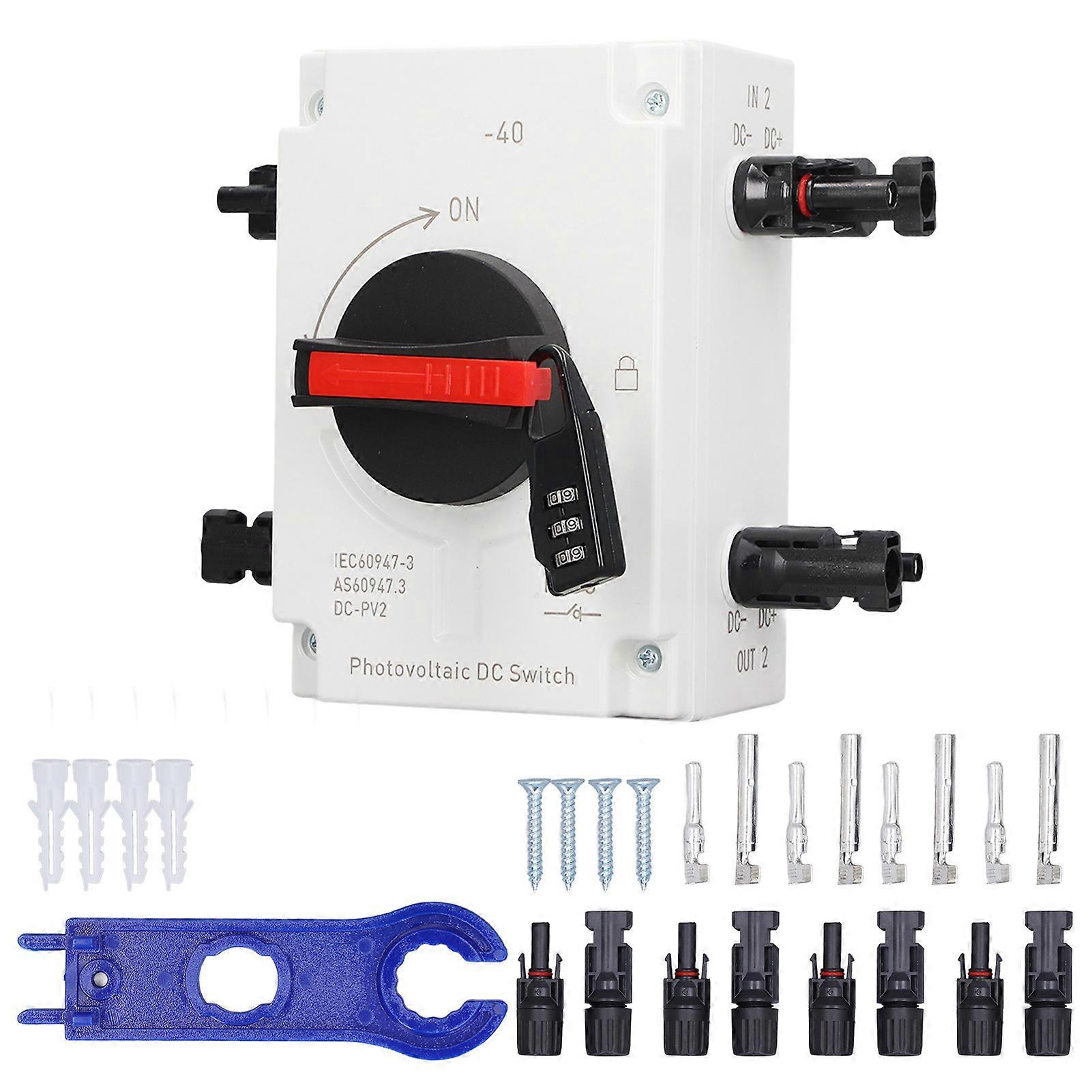 DC 1200V 32A 4P PV DC Isolator Switch 2 Input 2 Output IP66 Waterproof Solar Dissipator Charge Transfer Switch