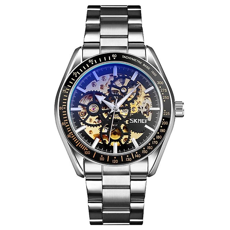 SKMEI 9194 Men Automatic Skeleton Mechanical Watch Silver