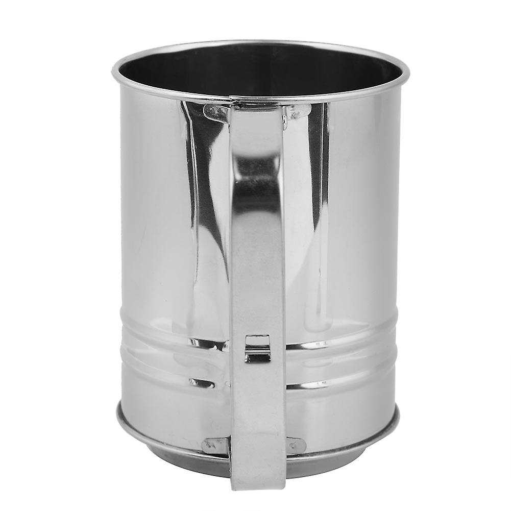 Flour Sifter, Double-Layer Stainless Steel Sugar Sifter Semi-Automatic Flour Sieve Handheld Flour Sifter Cup for Baking & Decorating Cakes Pies Pastri