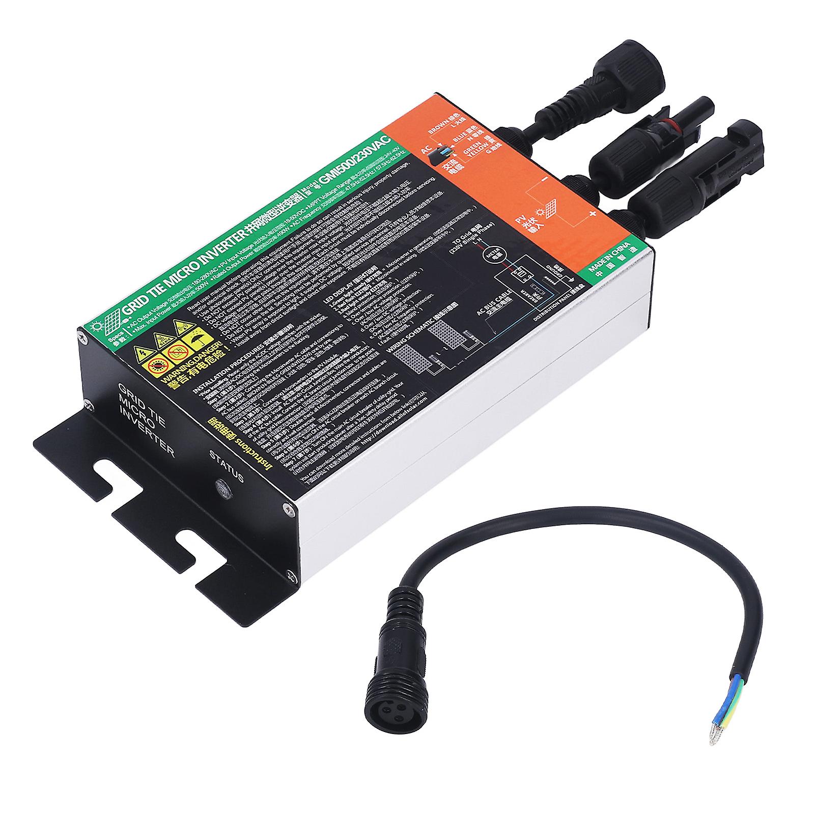 Fictory Solar Micro Inverter Fictory Grid Tie Micro Inverter, MPPT Pure Sine Wave Solar Inverter, 500W, AC230V, Alternative Energy Solution for
