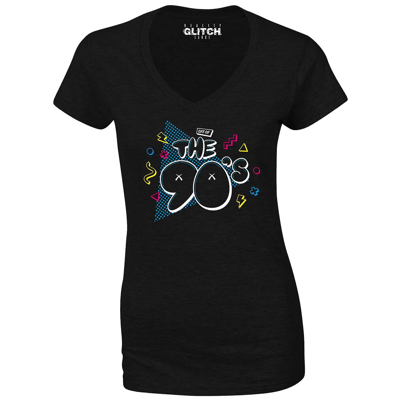 Reality Glitch Off Of The 90's Retro Design Womens T-shirt - V-neck