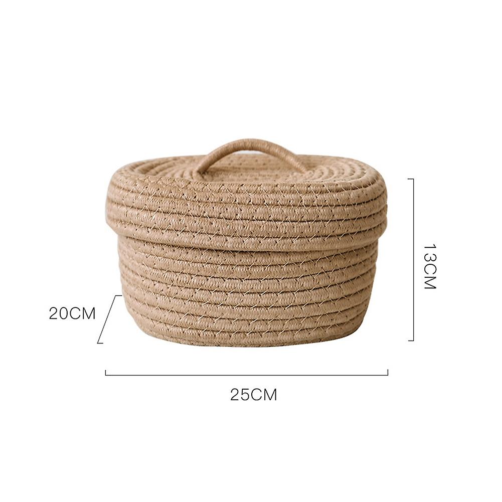 Wire Braided Storage Box Solid Color Oval Desktop Storage Box Storage Basket