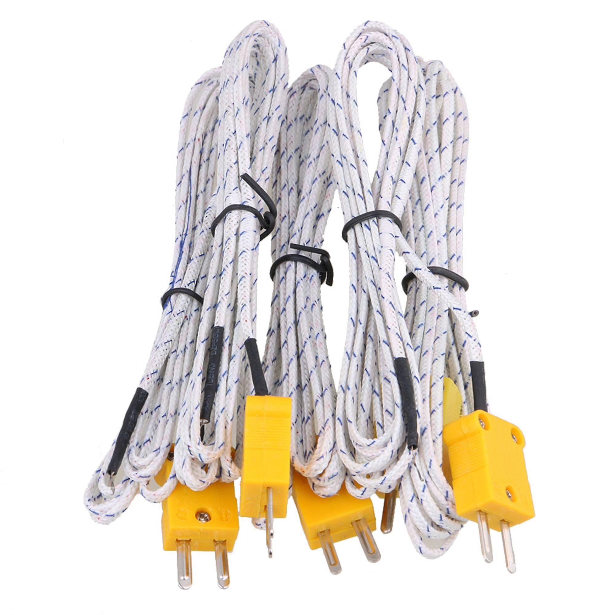 5 x Thermocouple 2 Meter Probe Sensors K Type Mini-Connector Fiberglass Cable
