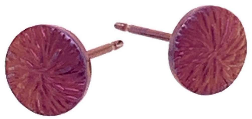 Ti2 Titanium Fine Textured 6mm Round Stud Earrings - Coffee Brown