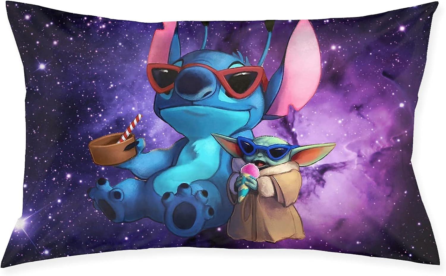 The Child Baby Yoda and Stitch Standard Size Pillowcases Double-Sided Print Pillow Covers 40 X 60 CM-S-5 (a1-12)
