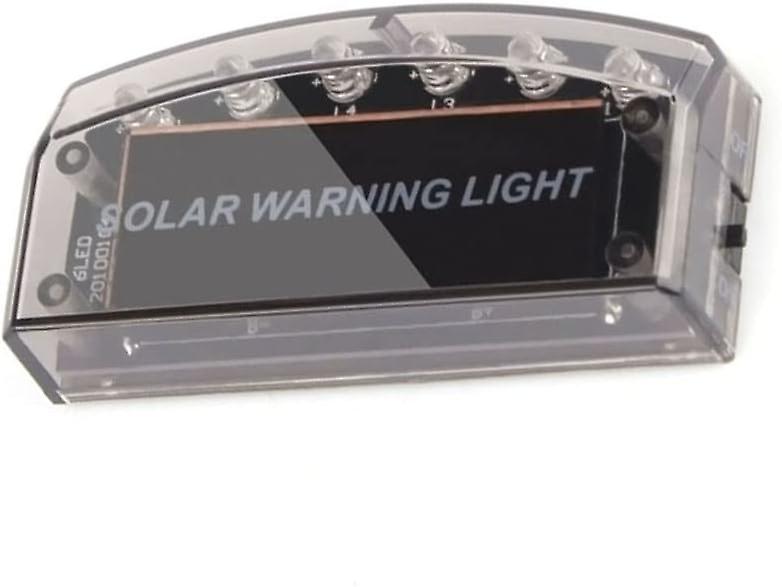 6 LED Car Alarm Warning Light with Solar and USB Powered, Anti-Theft Blue Flashing Light Built-in V