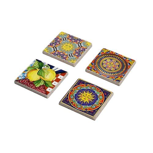Italian Tile Design Stone Coaster Set for Gift