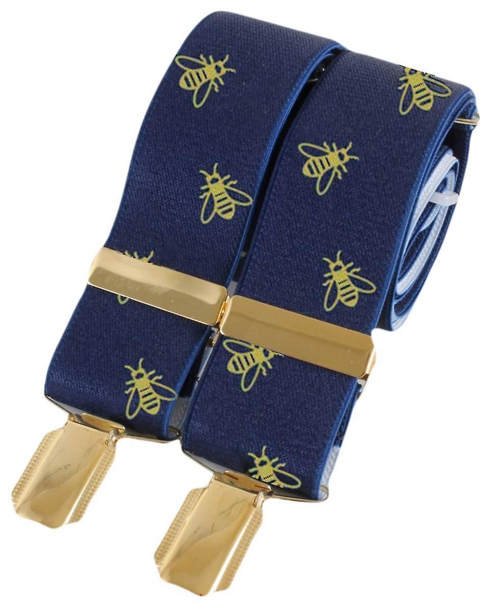 David Van Hagen Bee 35mm Clip Braces - Navy/Gold