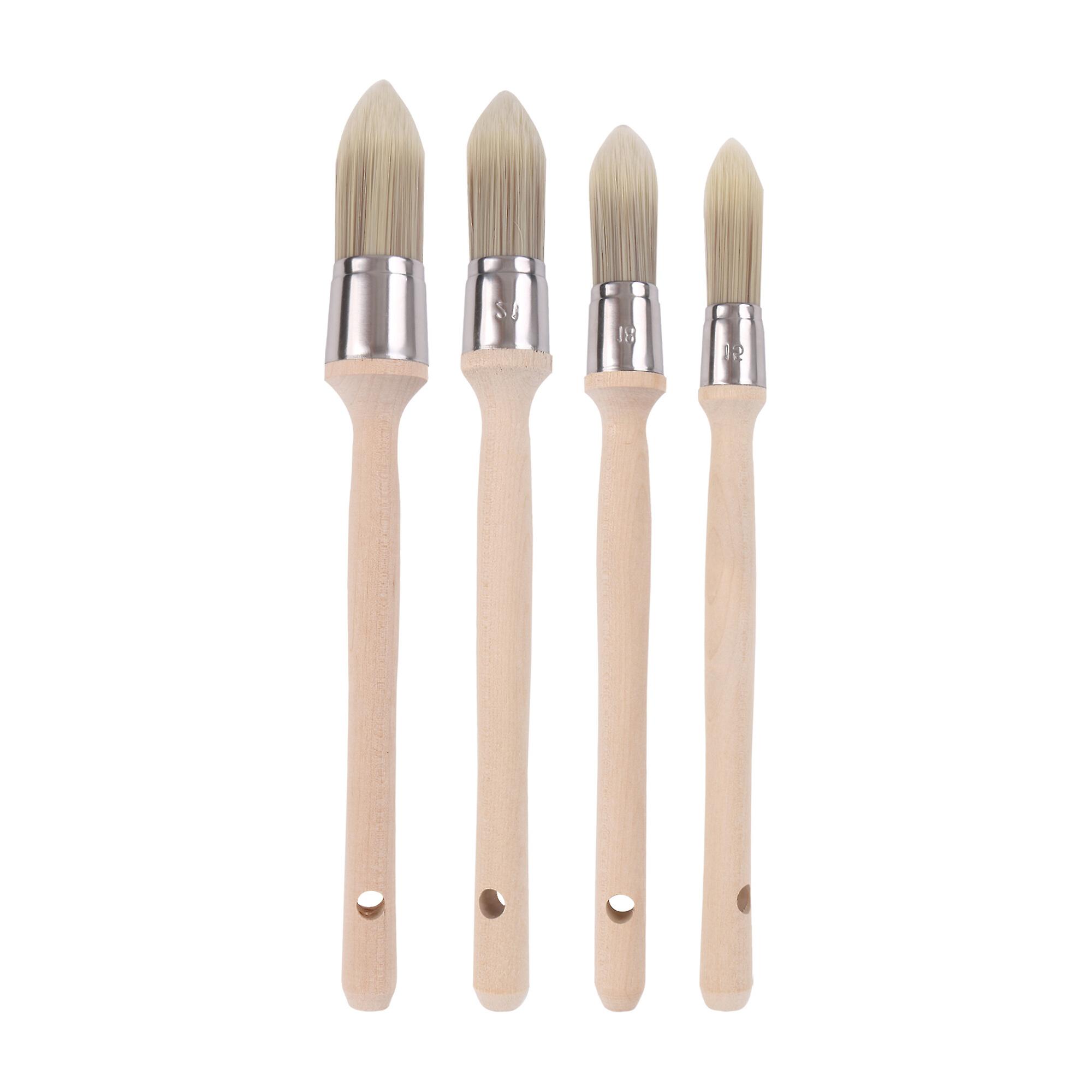 0.6Inch/0.7Inch/0.8Inch/1Inch Round Paint Brushes Edge Painting Tool for House Art Set of 4