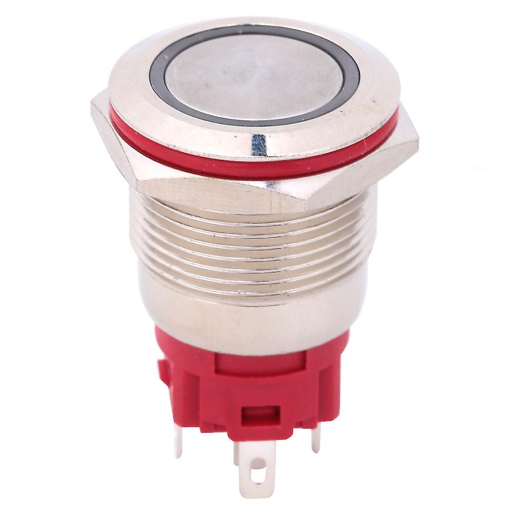 Metal Push Button Switch 19mm, DC9-30V, 1NO 1NC, Light Ring, Flat Head, Self-Locking