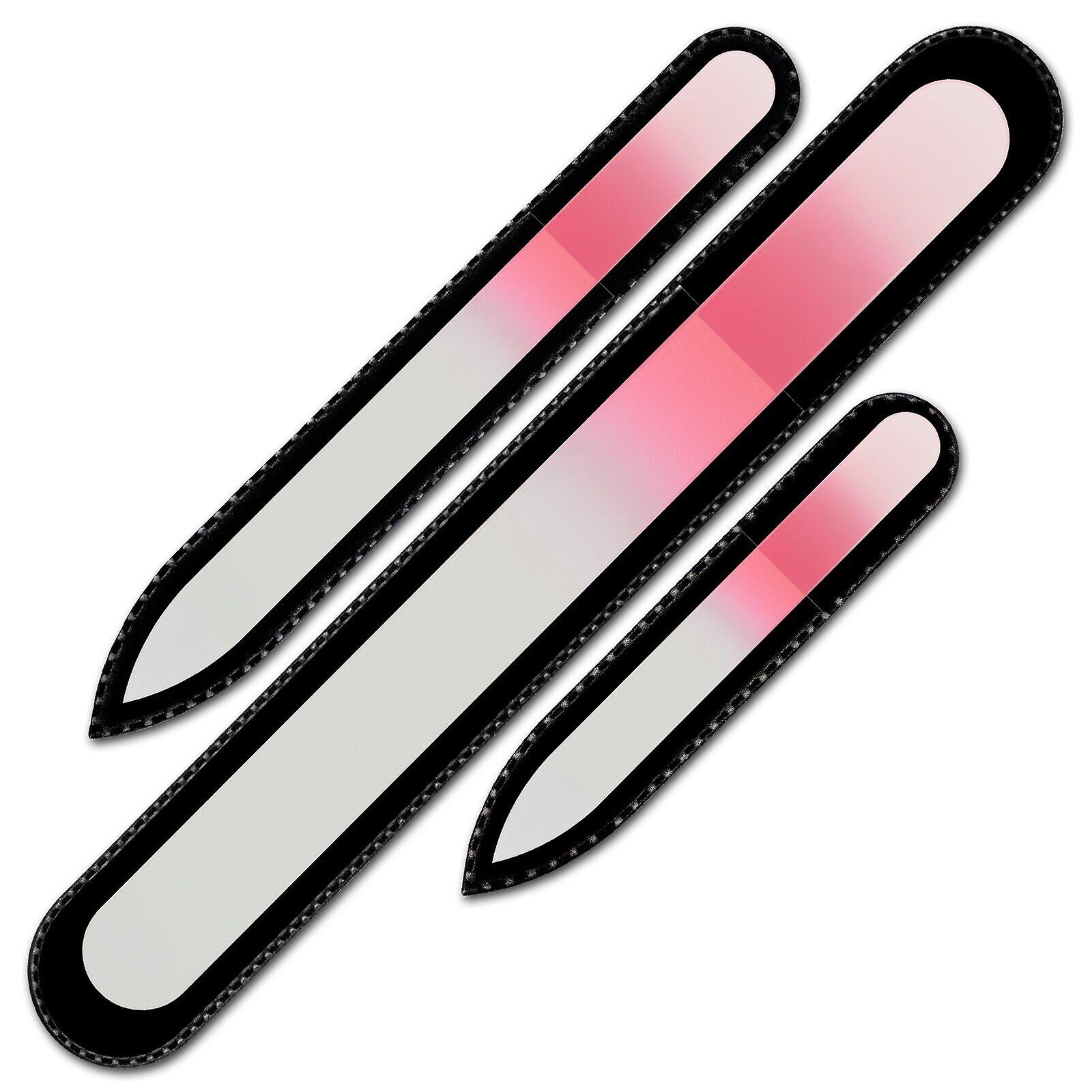 Set of 3 Rainbow Crystal Nail Files, Hand made of Czech tempered glass R-BMS7 - White Carnation