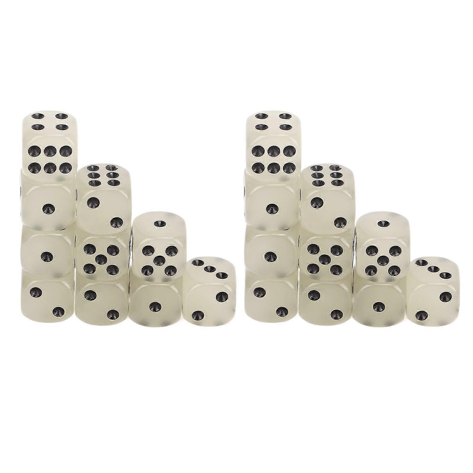 202420 Pieces Glowing Dice Medium Black Dot Classic Plastic 6 Sided Dice Table Game Dice for Board Games