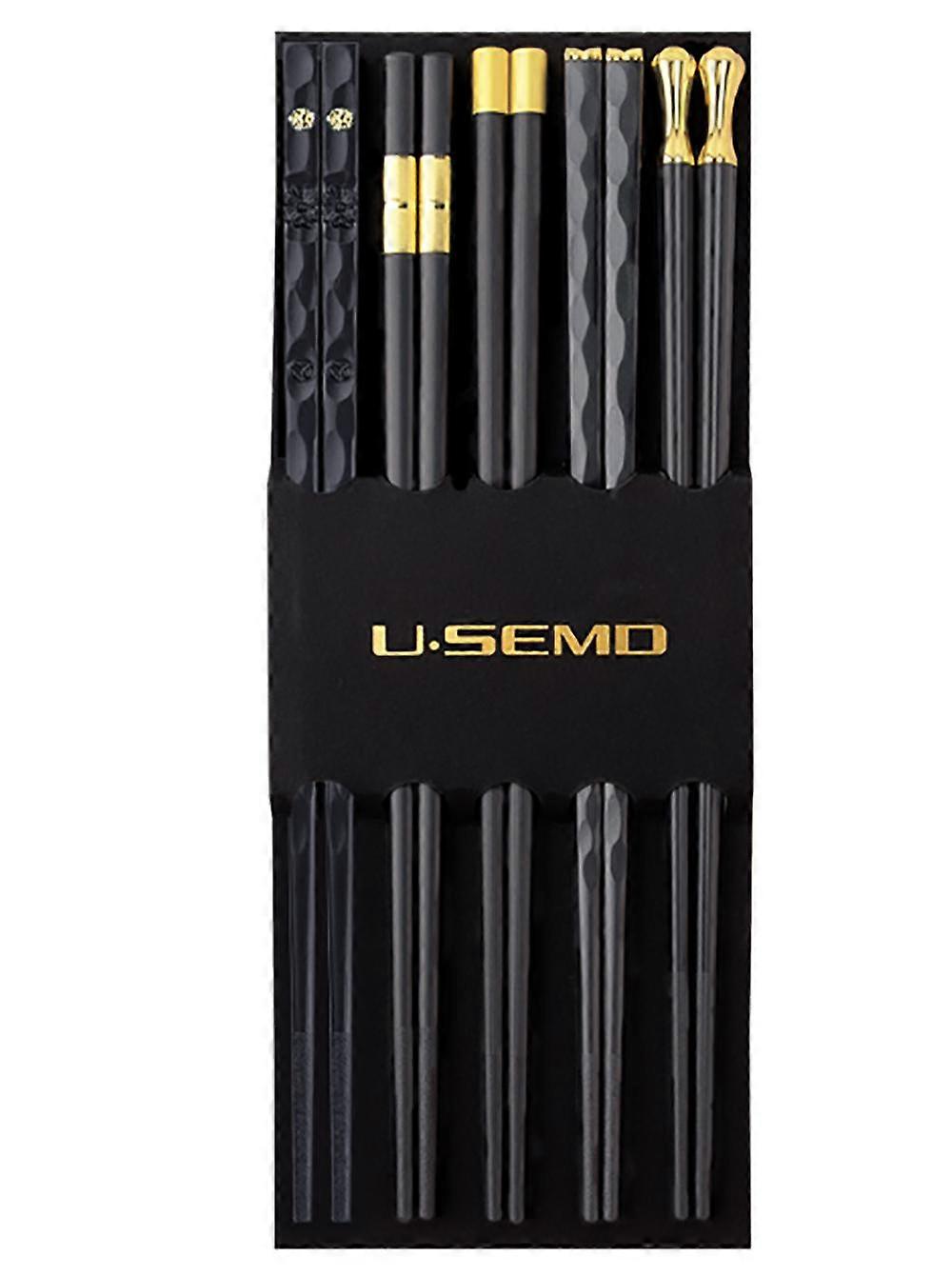 5 Paar Legierung LaserGravur Essstbchen Rutschfest Wiederverwendbare Sushi Sticks