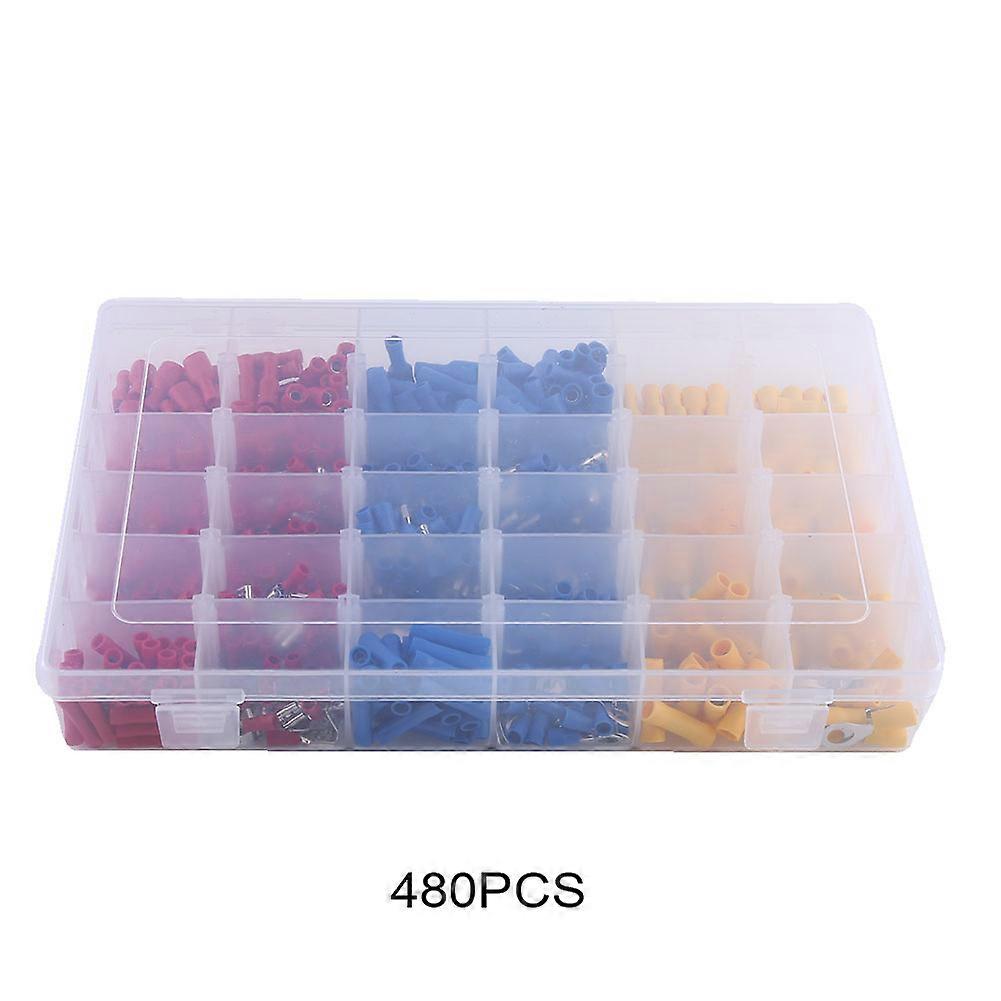 480Pcs Assorted Insulated Electric Wiring Terminal Crimp Spade Connector Kit AU E2U300