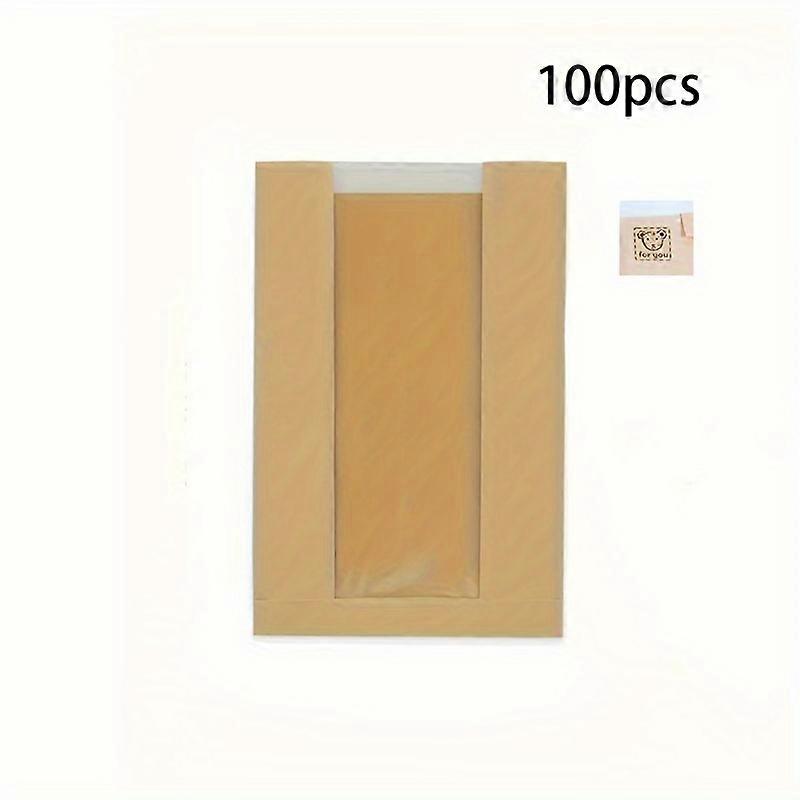 100 Pcs Kraft Paper Bread Bags with Clear Window - Perfect for Baking and Food Storage
