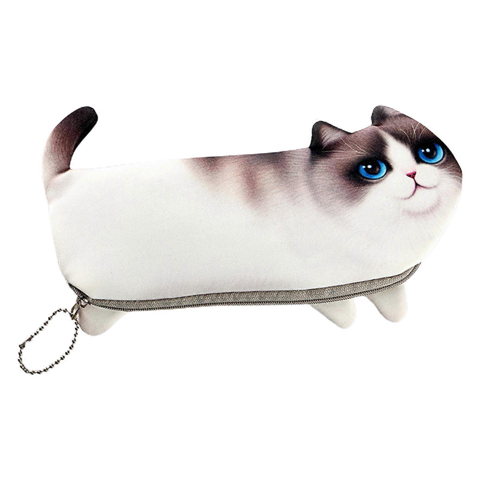Simulation Katze Pen Bag Große Kapazität Reißverschluss Perlen Kette Staubdicht Tragbar Jungen Mädchen Studenten Bleistift Schreibwaren Beutel Etui Schulbedarf