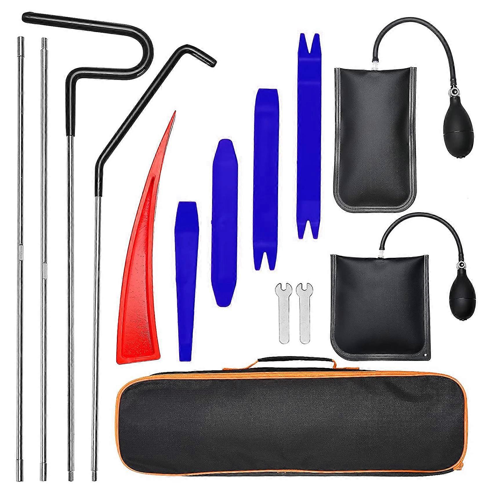 14Pcs Car Essential Emergency Lockout Kit Air Wedge Pump Easy Entry Long Non Marring Wedge Multifun