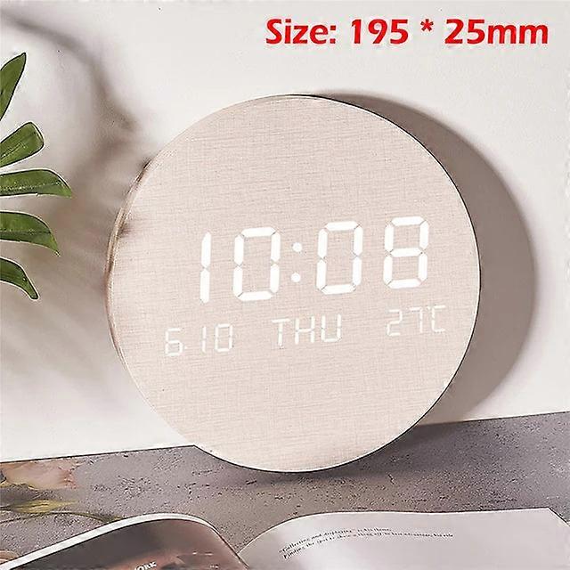 Ound Hanging Led Digital Wall Clock For Living Room & Bedroom - Multi-function Display With Temperature, Date, Time, And Alarm