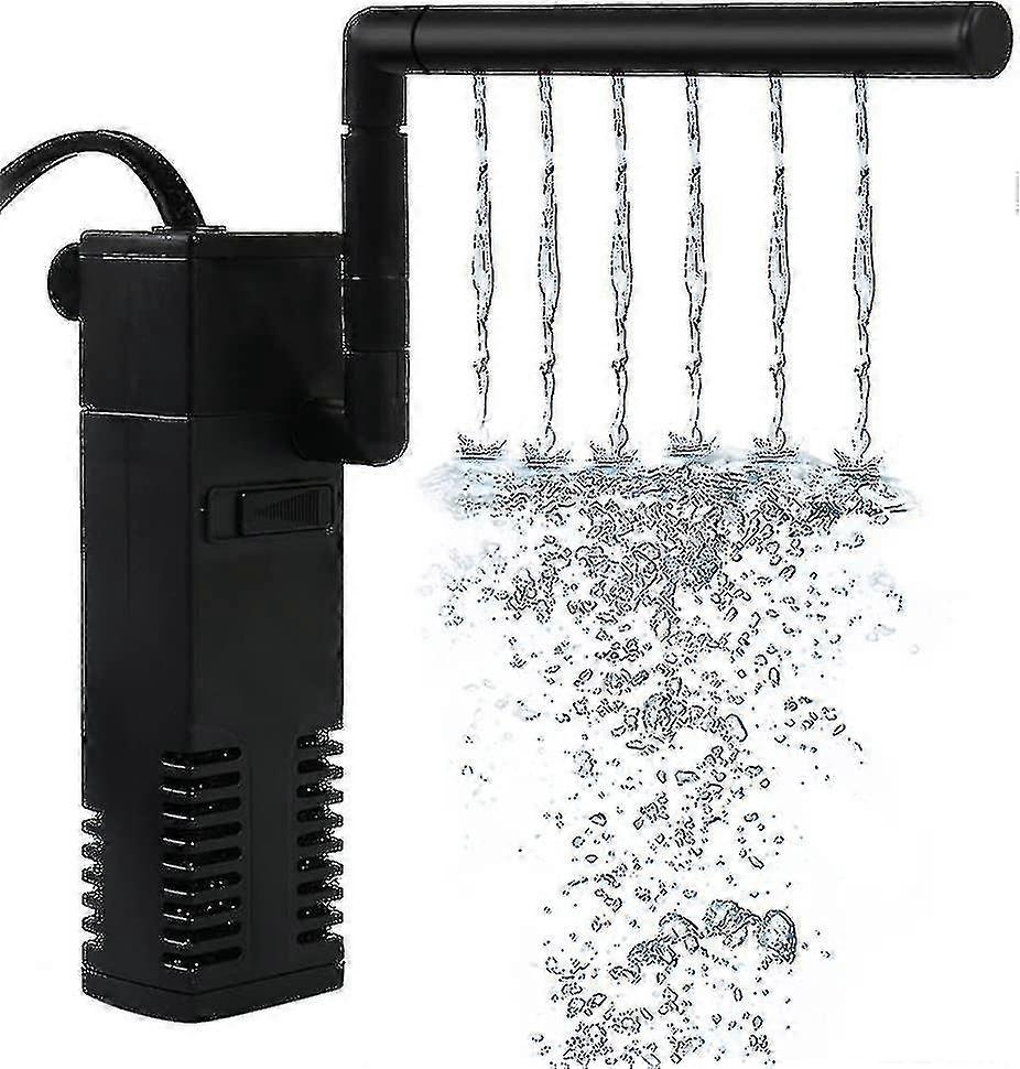 Filtre interne d’aquarium, pompe d’aquarium, débit réglable, filtre d’aquarium avec 250 L / h, filtre d’aquarium pour réservoirs d’eau douce et d’eau salée, silencieux
