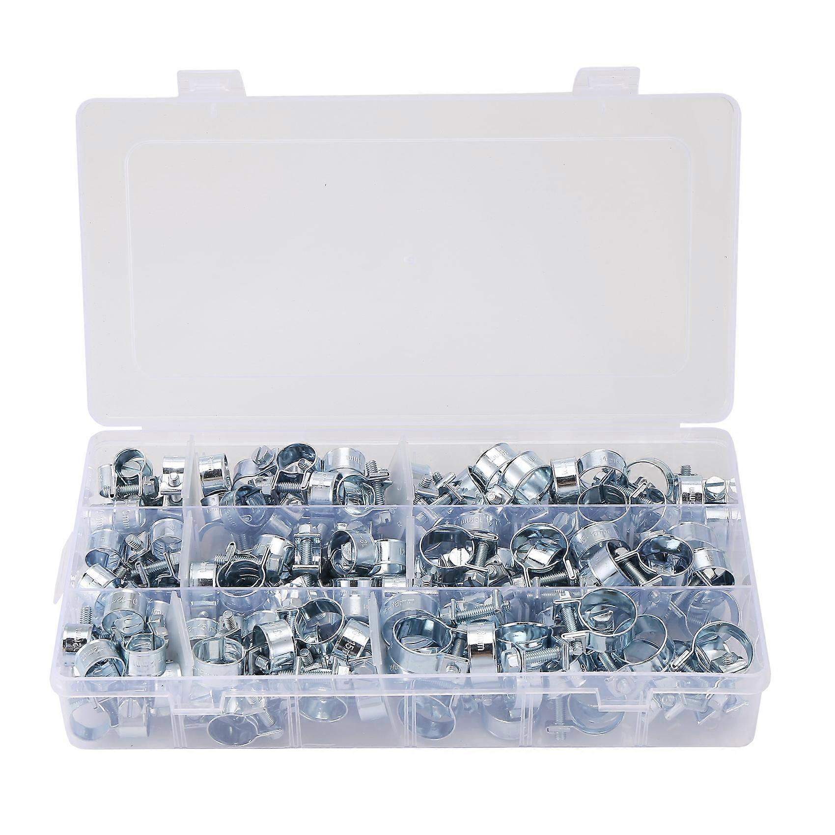 135Pcs Hose Clamp Double Ears Clamp 8-18mm Worm Drive Fuel Water Hose Pipe Clamps Clips Hose Fuel Clamps Assorted Kit