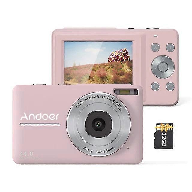 Andoer Portable 1080p Camera Video Camcorder 44mp Auto Focus 2.5 Ips Screen 16x Digital Zoom With 32gb Memory Card