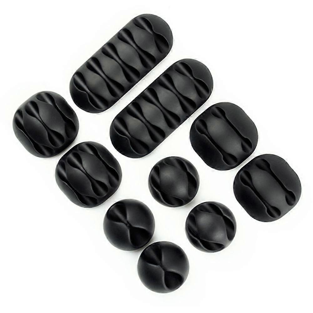 Multi-purpose Cable Guide, Cable Clamp, Desk Cable Organizer Set, 10 Pieces, Black Betterlifefg
