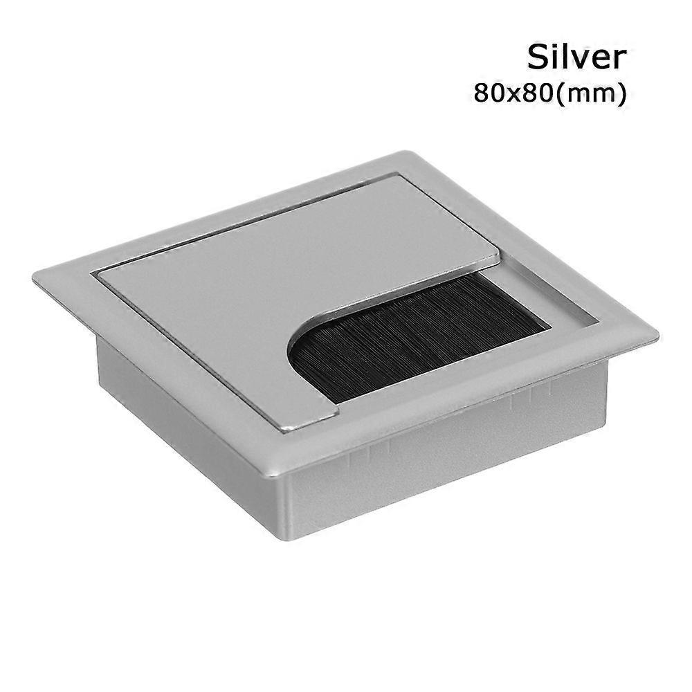 1Pcs Plastic Rectangle Wire Cable Holder Grommet Hole Cover Outlet Port with Black Brush For PC Office Table Desk
