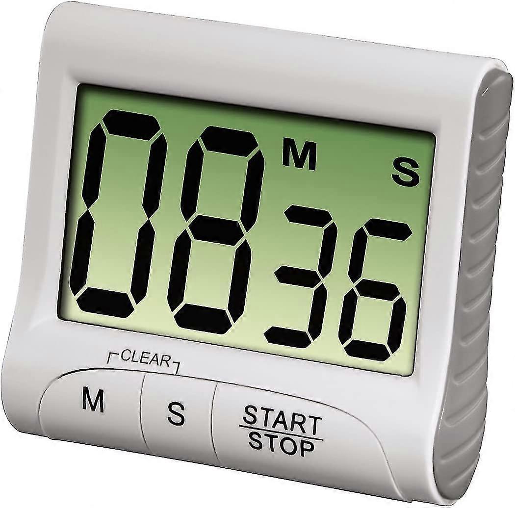 Countdown Kitchen Timer (with Timer And Stopwatch Function,attachment Via Magnet,clamp,holder Or Stand,battery,operated,digital) White
