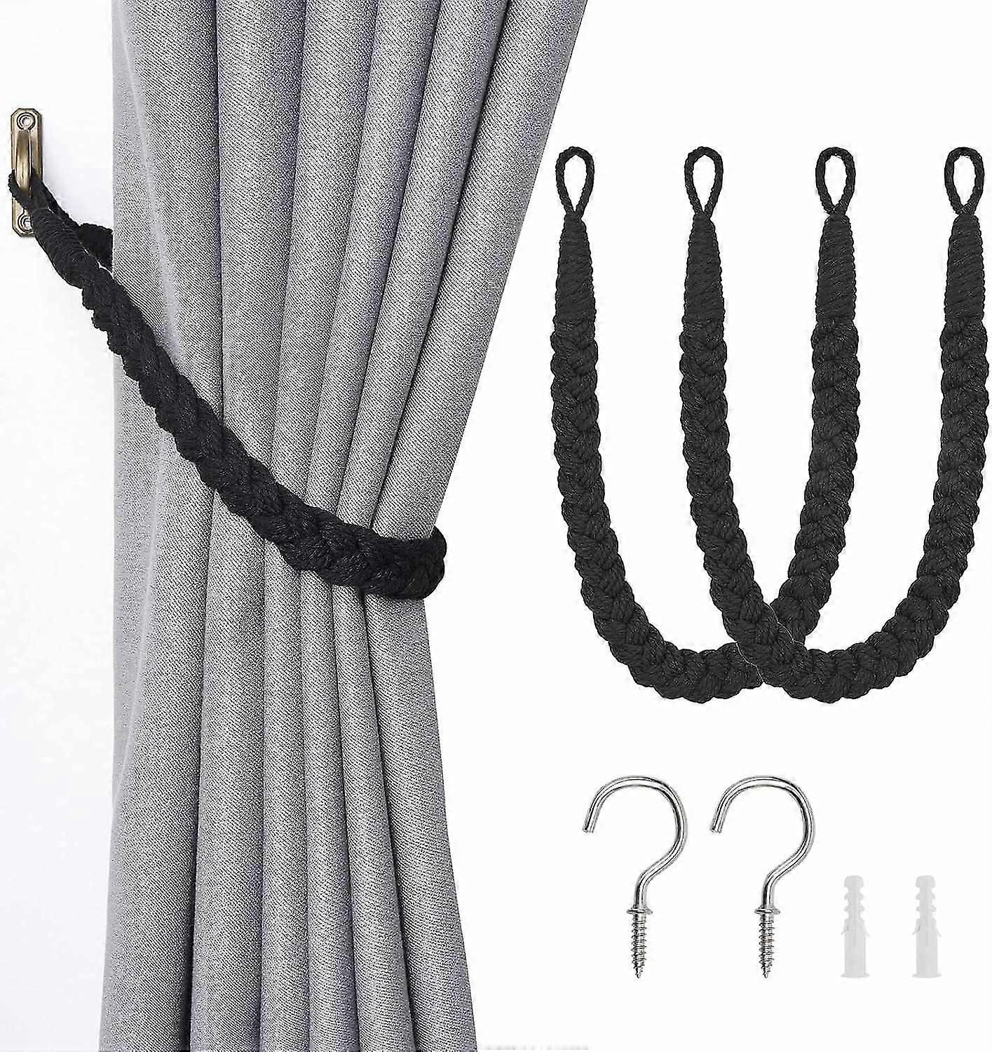 2025,2 Pack Natural Cotton Rope Curtain Tiebacks Elegant Boho Style Decorative Drape Tie Backs Soft Hand-woven Rope Curtain Holdbacks With Metal Hook