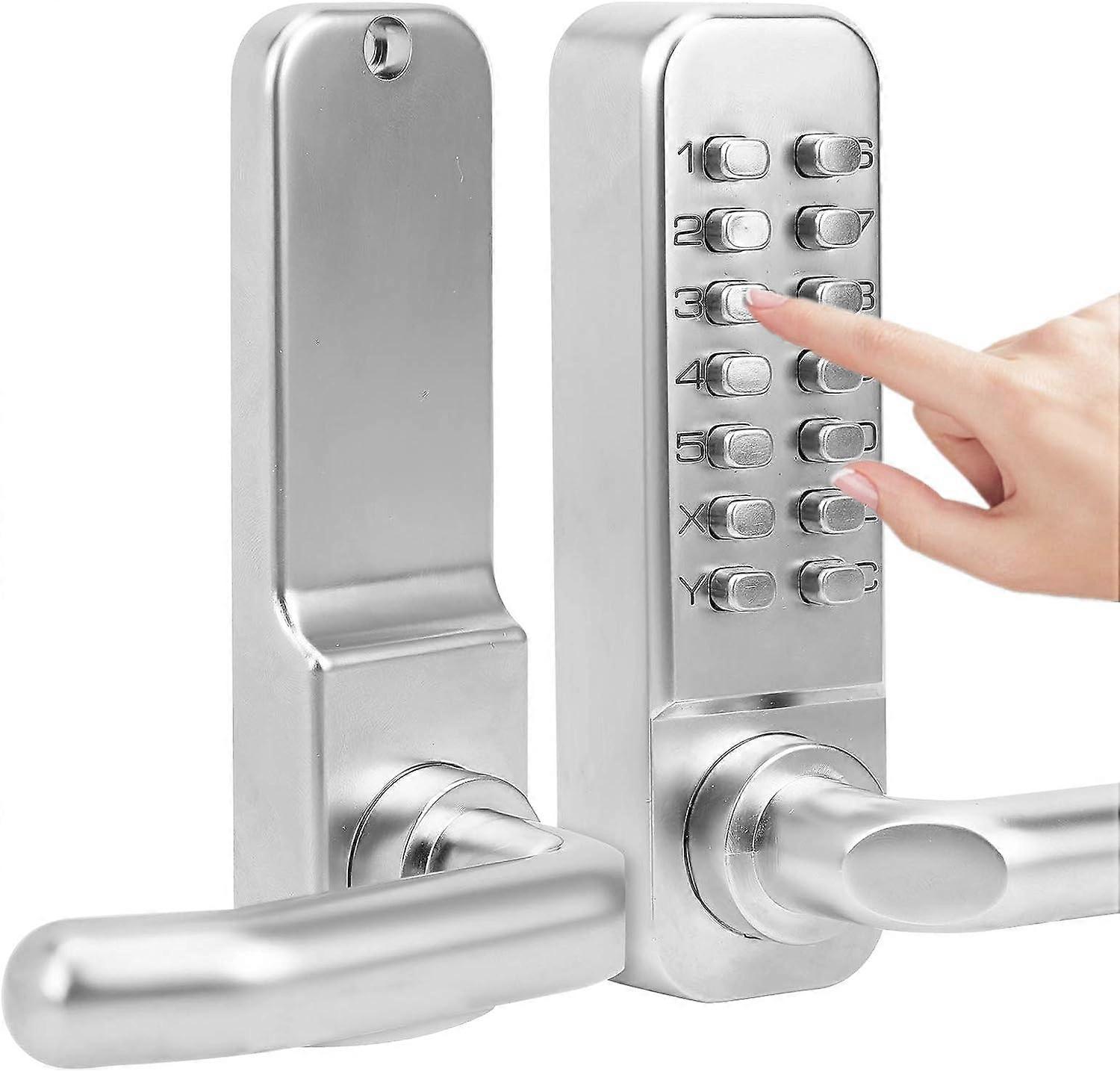 Mechanical Door Lock Push Button Digital Code Keypad Zinc Alloy Keyless Entry Door Lock Waterproof Home Security Door Handle Lock (No Battery Required