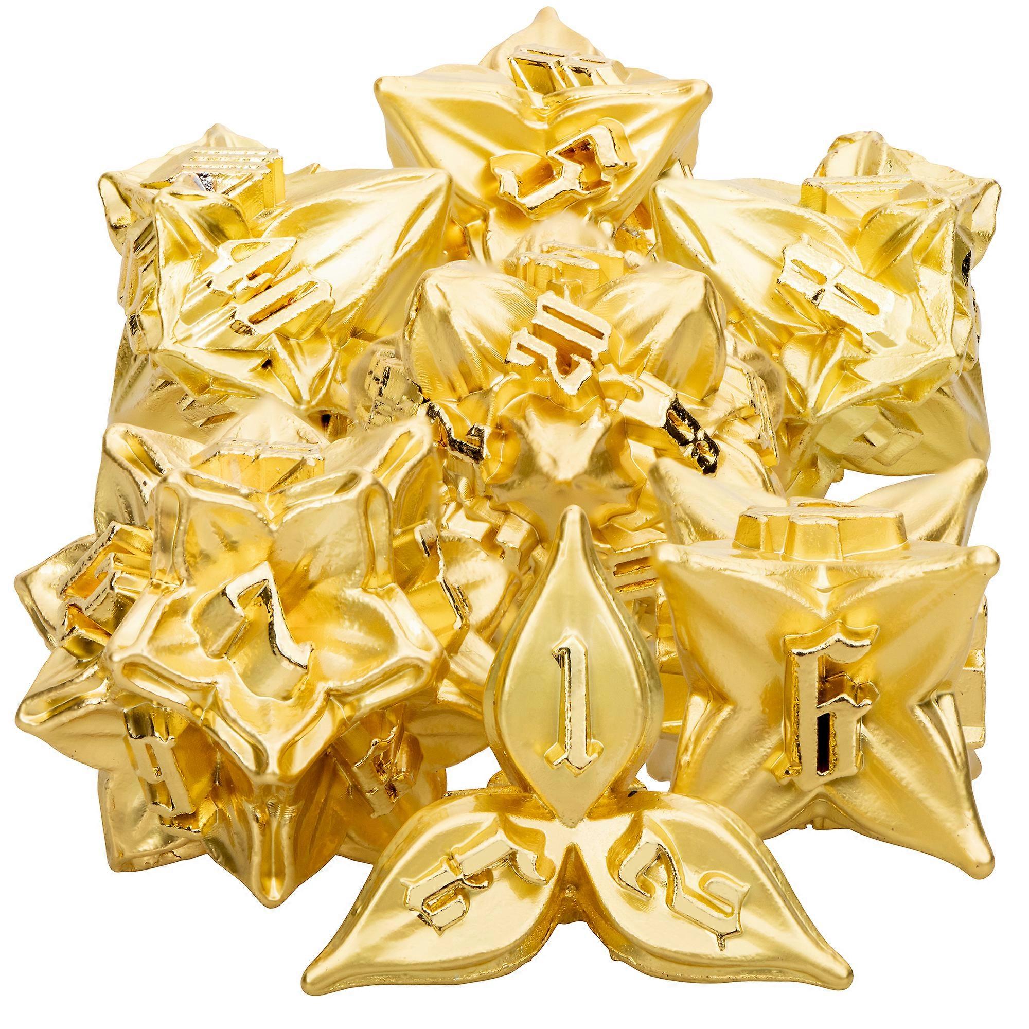 D20 Dungeon And Dragon Rpg D6 Dnd Metal Polyhedral 7pcs Ancient Gold D+d Dice Set For Pathfinder D And D Role Playing Games