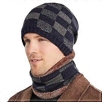 Hommes Polaire Tricoté Chaud Bonnet Chapeau Cou Foulard Neige Ski Crâne Casquettes de Laine