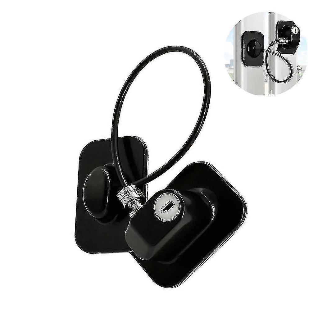Black Lockable Window Restrictor With Key, 20cm Cable Length Restricts