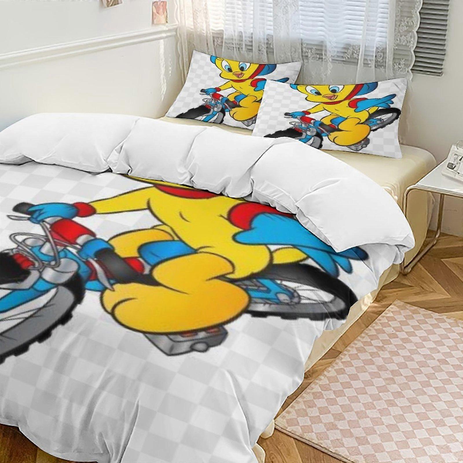 c491 TweetyBird 2 Capa de Edredom de Cama Conjuntos de Cama de Microfibra Conjuntos de Edredom Leve de 3 Peças, 1 Capa de Edredom e 2 Fronhas para Crianças ee491