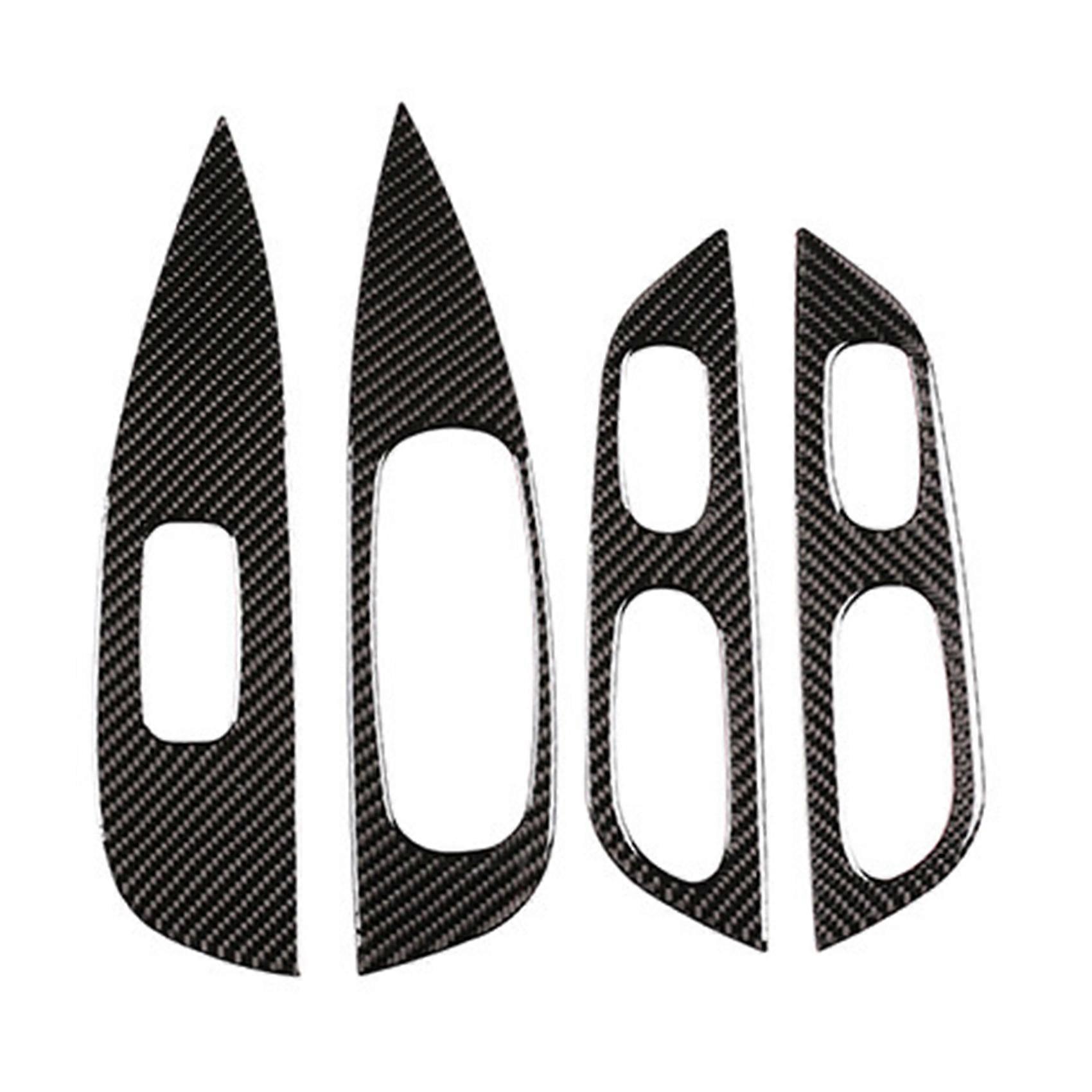 4XReal Carbon Fiber Window Control Panel Stickers Glass Lift Switch Trim Cover Car-Styling for 2014