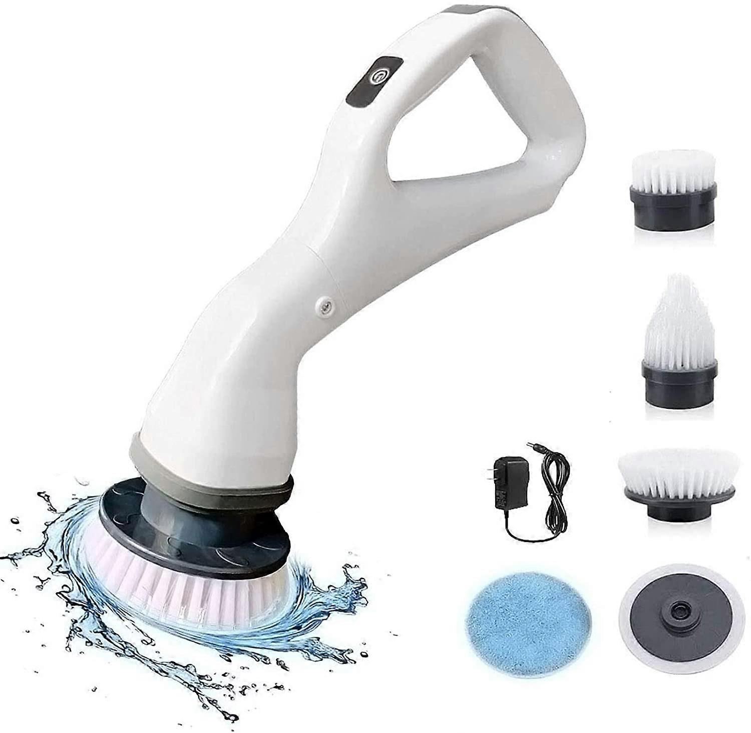 Electric Spin Scrubber Rechargeable Power Cleaning Brush With 4 Replaceable Brush Heads