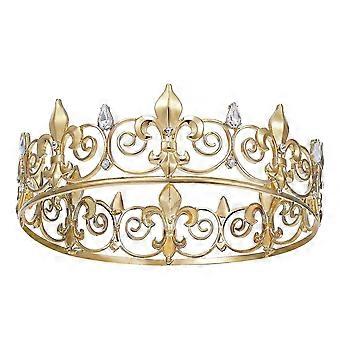 Royal King Crown för män - Metal Prince Crowns och Tiaras, Full Round Birthday Party Hattar
