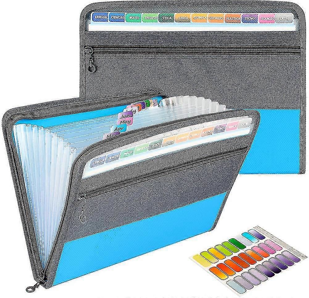 Expandable Document Pockets 13 Pockets, A4 Document Organizer With Zipper