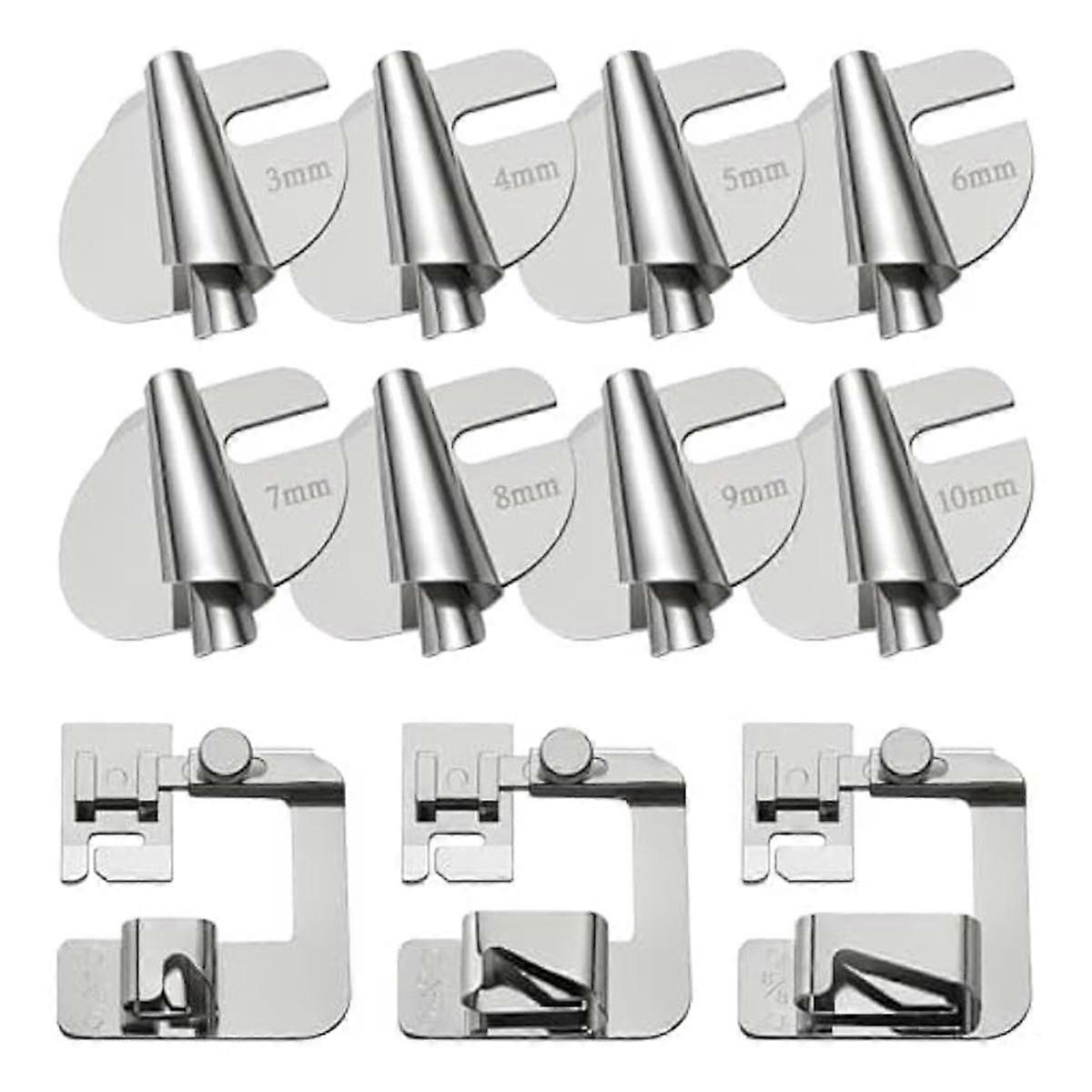 11Pcs Sewing Rolled Hemmer Foot,Rolled Foot Sewing Hemming Tool for Sewing Machine,With 3 4 5 6 7 8