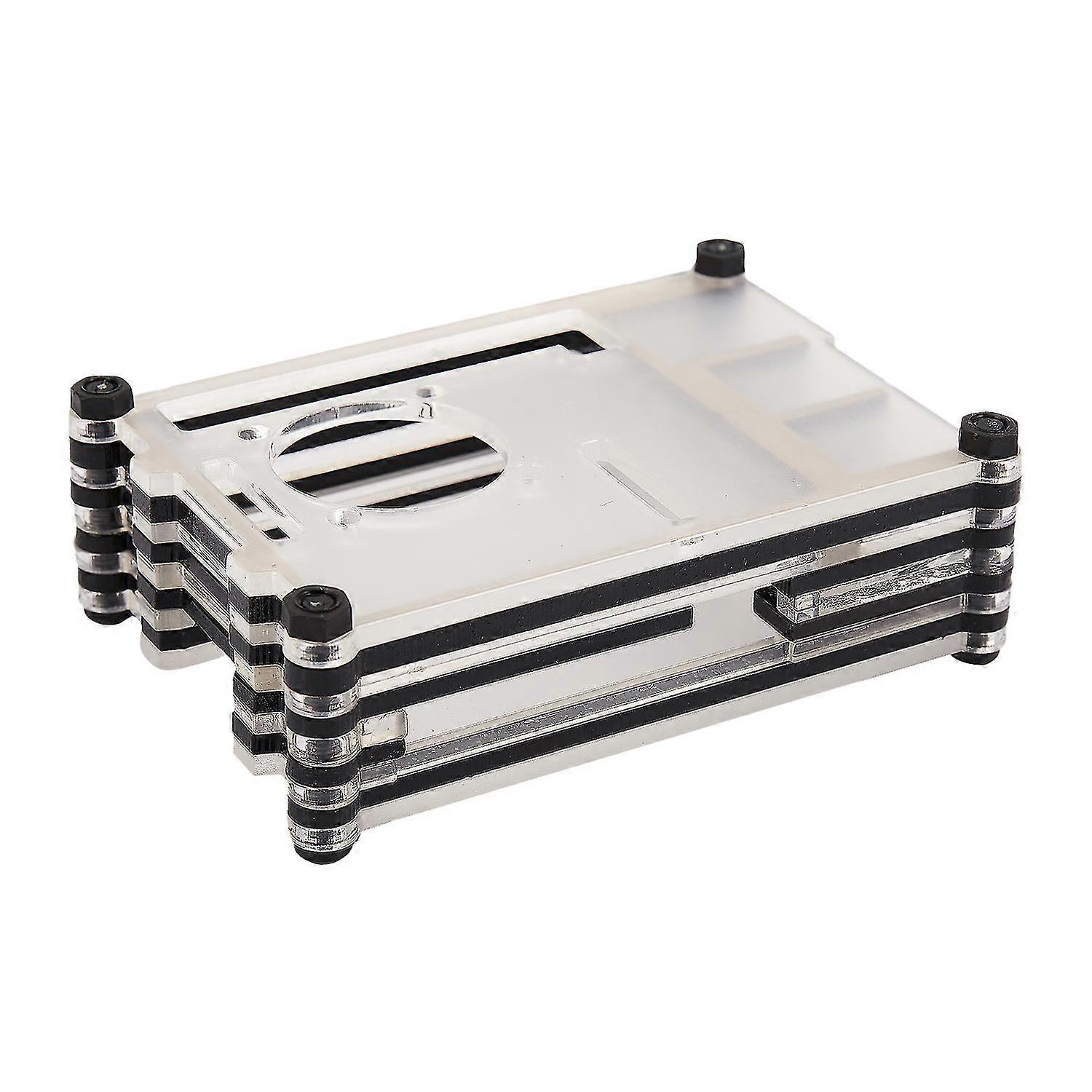 Acrylic Transparent / Clear & Black Case Cover For Model B, With Cooling Fan For 4b