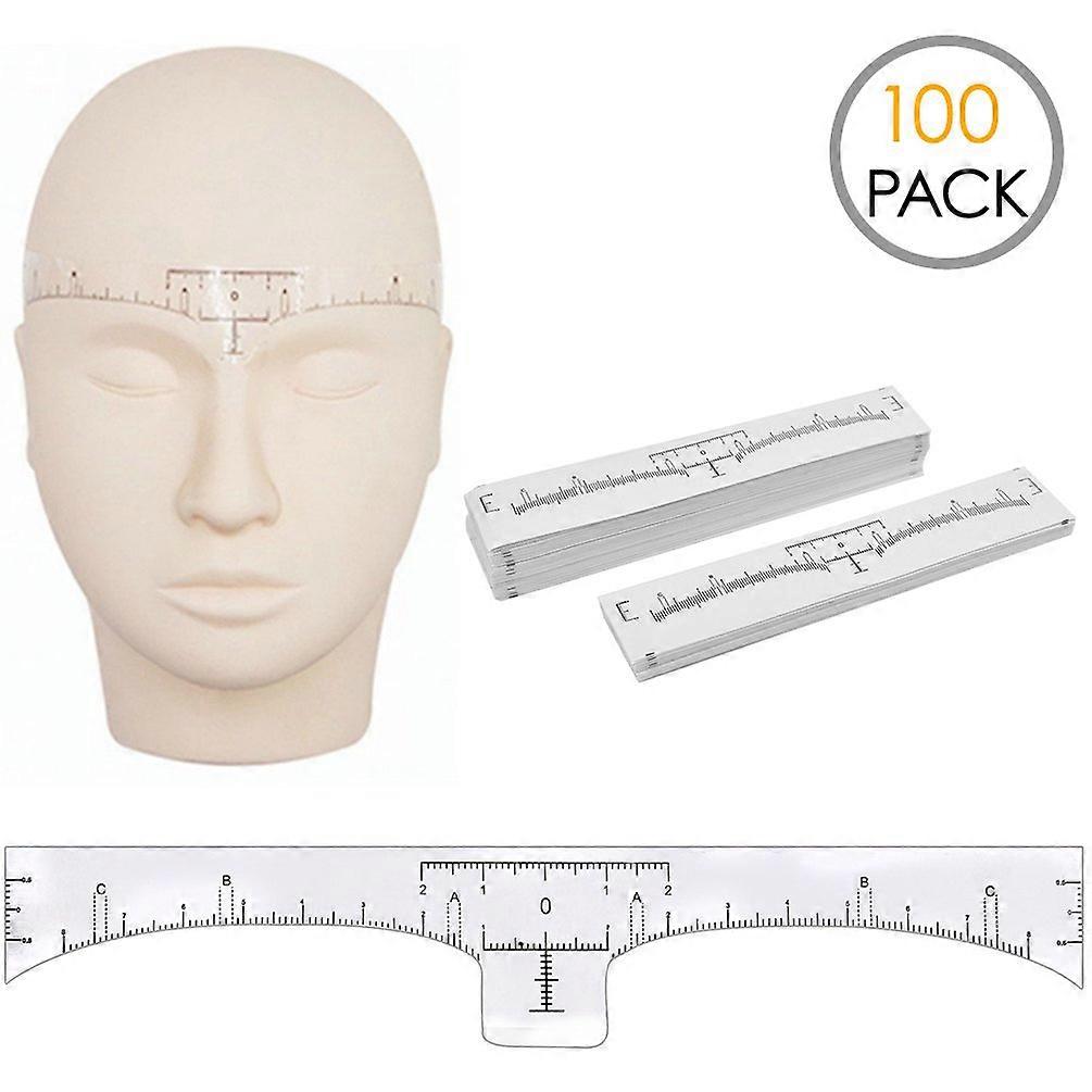 100 Pack Eyebrow Ruler, Disposable Brow Ruler Microblading Adhesive Eyebrow Sticker Stencil Guide Measuring Tool