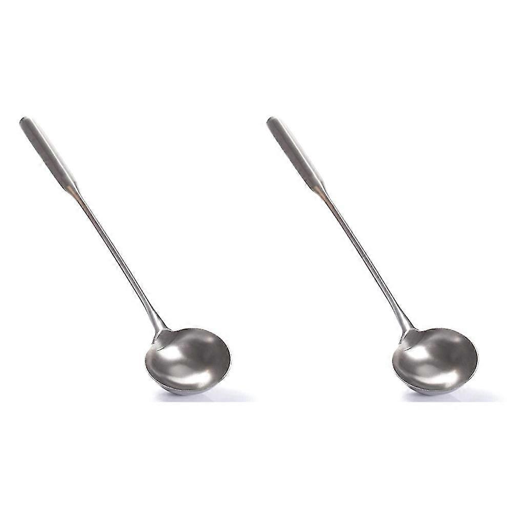 2x Soup Ladle, Wok Spatula,the Longer Handle Shovel Spoon Rustproof, Heat Resistance, Integral Form